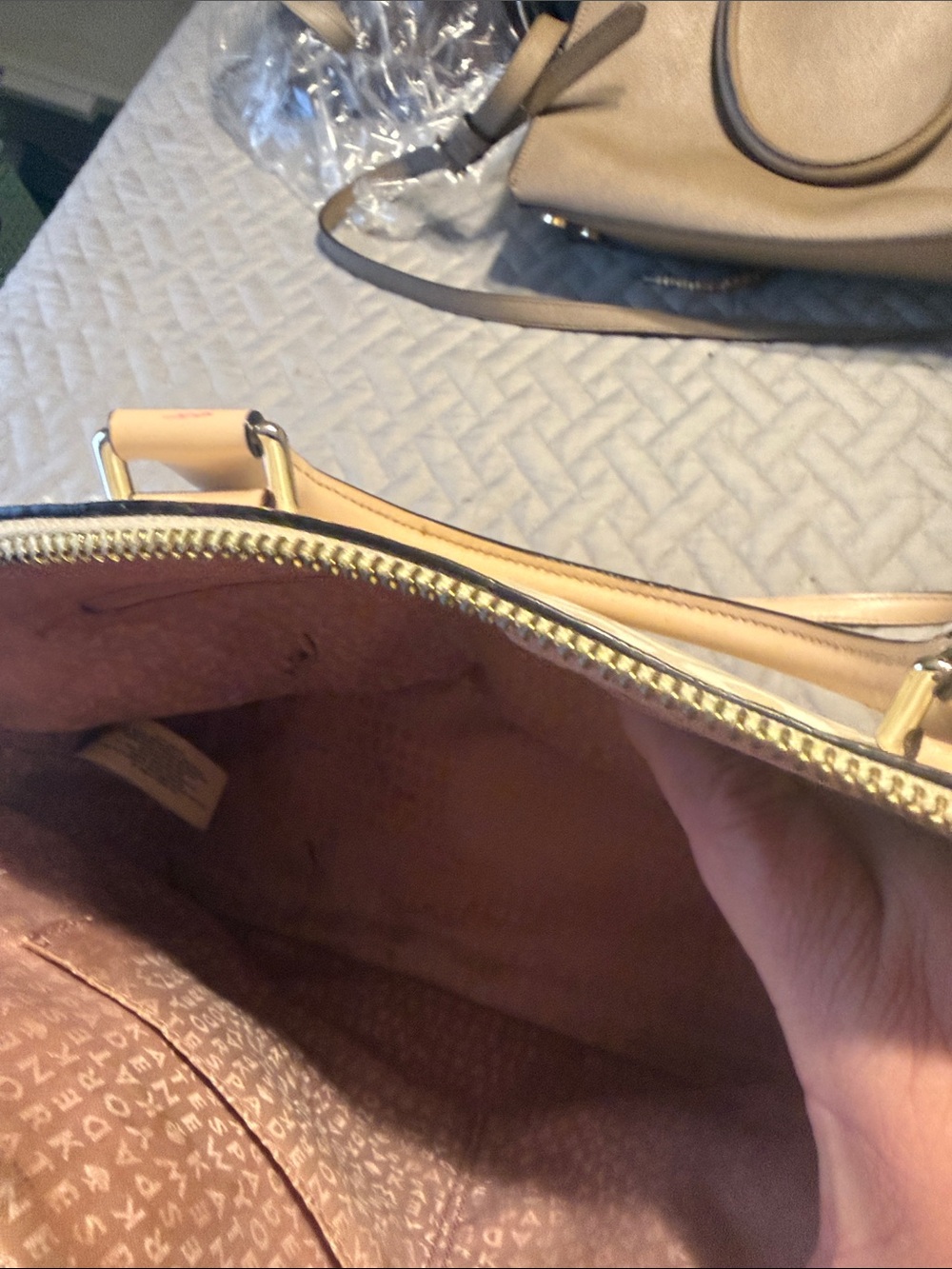 kate spade Pale Pink and Cream Patterned Dome Satchel - Picture 3 of 3